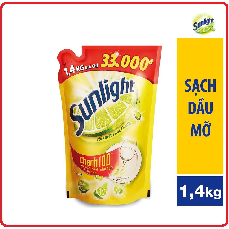 Nước Rửa Chén SUNLIGHT Chanh Túi 1,4Kg