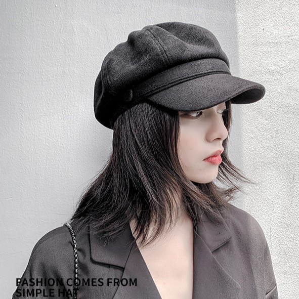 Mũ Beret Da Lộn Màu Trơn Thời Trang Thu Đông Hàn Quốc Dành Cho Nữ