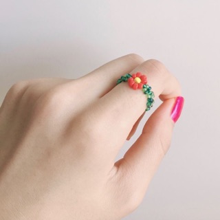 Nhẫn hạt cườm hoa cúc beaded unzzang hot trend