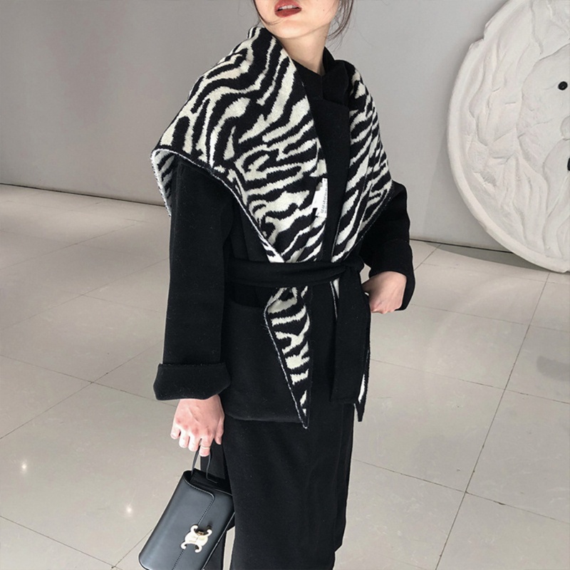 Áo Choàng Len Dệt Kim In Họa Tiết Hổ Phong Cách Hàn Quốc Thời Trang Mùa Đông Cho Nữ