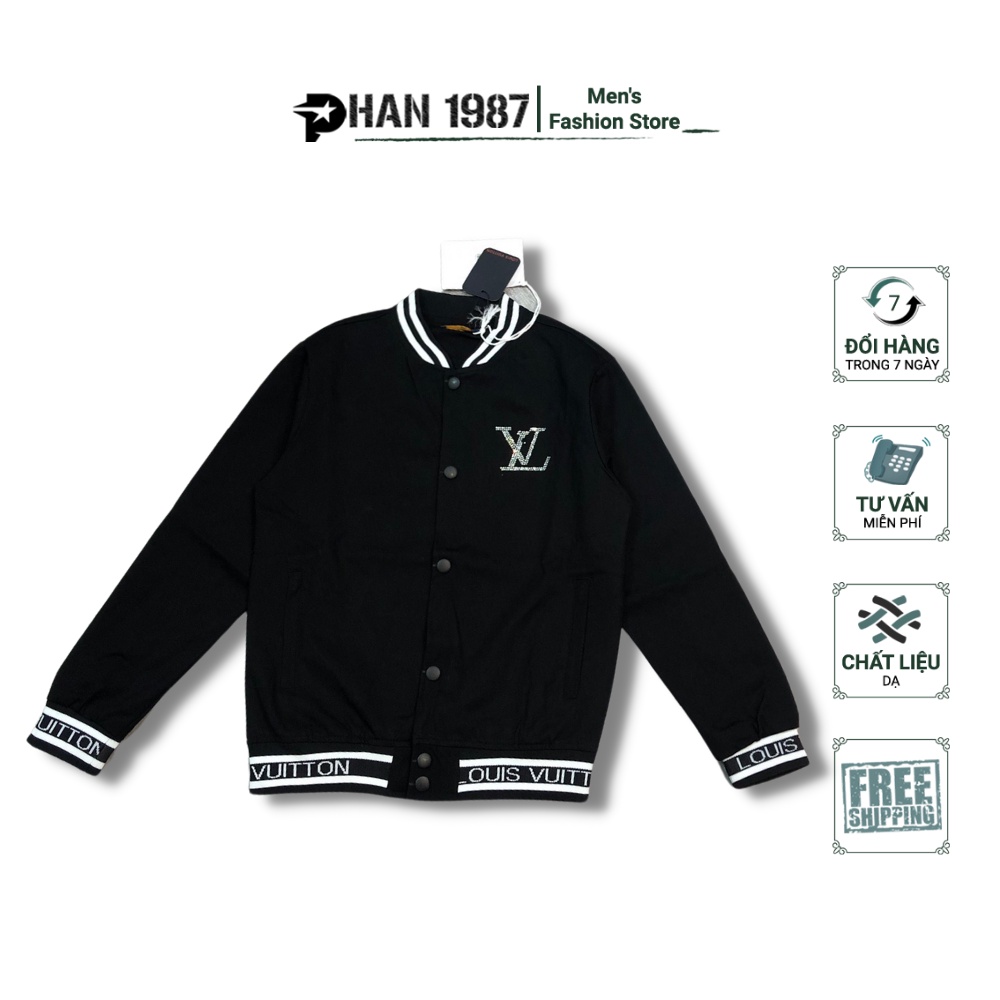 Áo khoác thu đông 🔱FULL SIZE🔱 Áo khoác Bomber LV logo đính đá AK017