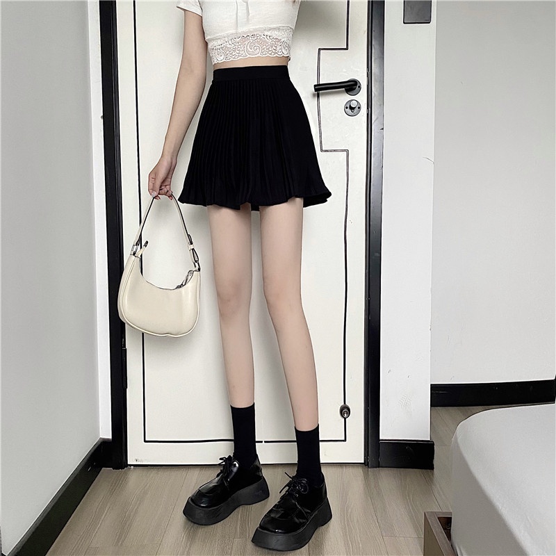 Chân Váy Chữ A Lưng Cao Xếp Ly Màu Đen Thời Trang Mùa Hè Hàn Quốc Cho Nữ | BigBuy360 - bigbuy360.vn
