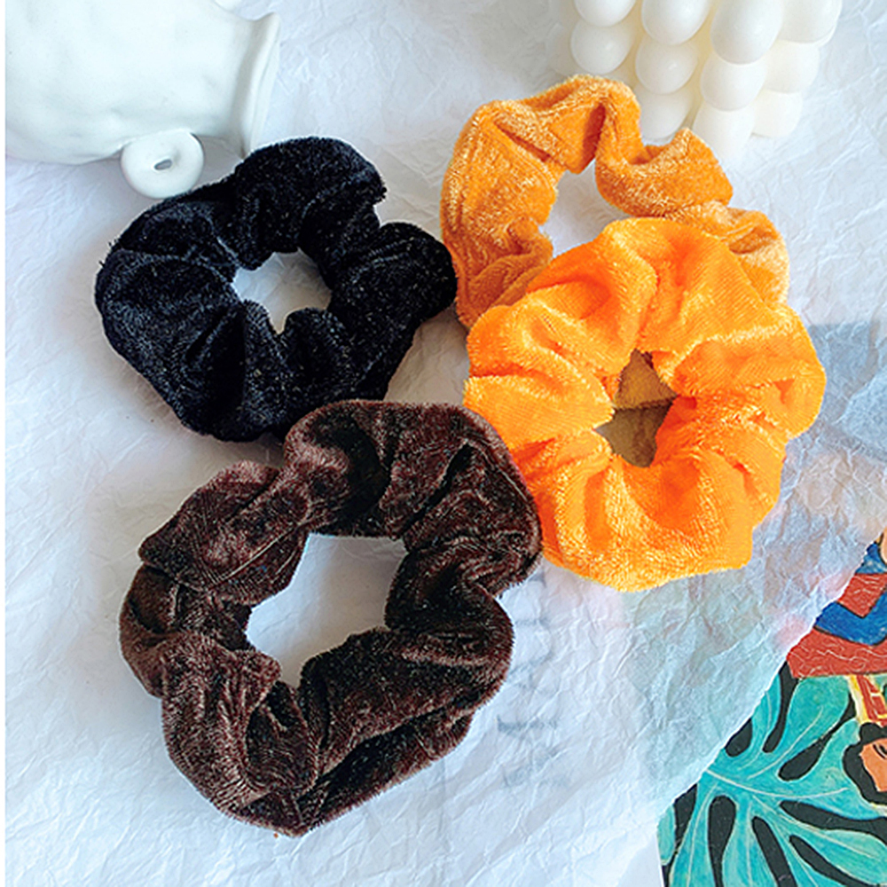 Dây Buộc Tóc Vải Nhung Màu Trơn Thời Trang Đơn Giản Cho Nữ