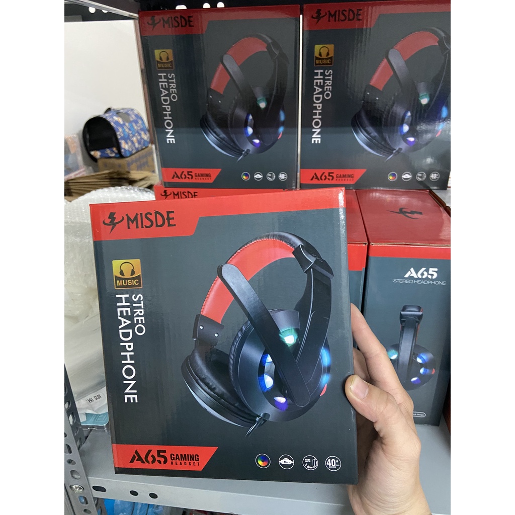 ❤️KeyyStore❤️ Tai nghe game thủ Dolby A65 Tích hợp Mic Tăng giảm âm lượng Jack 3.5 và Jack USB Led Tai Nghe Led Gaming