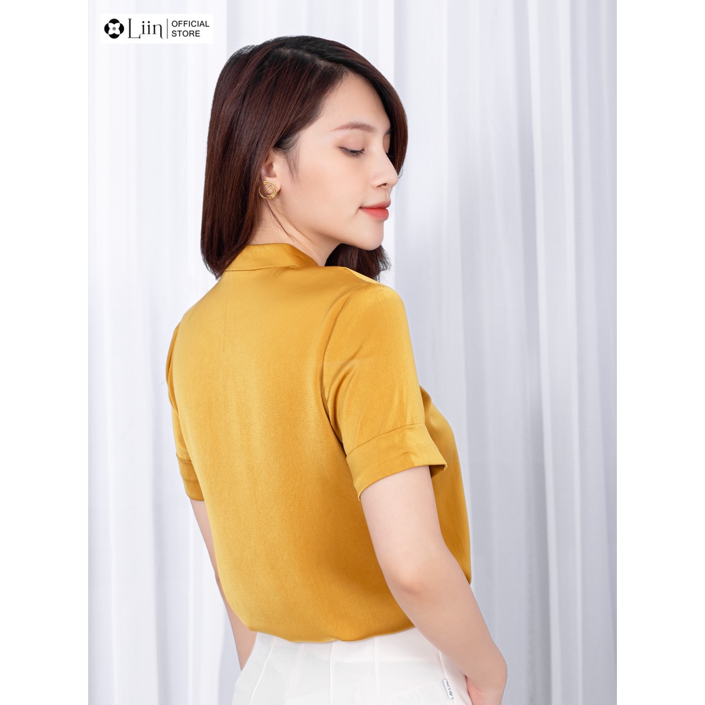 Áo sơ mi Linbi chất Lụa đẹp, ngắn tay thiết kế Cut-out trẻ trung, năng động liin clothing SM3528