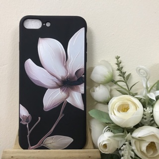 Ôp lưng Iphone dẻo Sen hồng nền đen