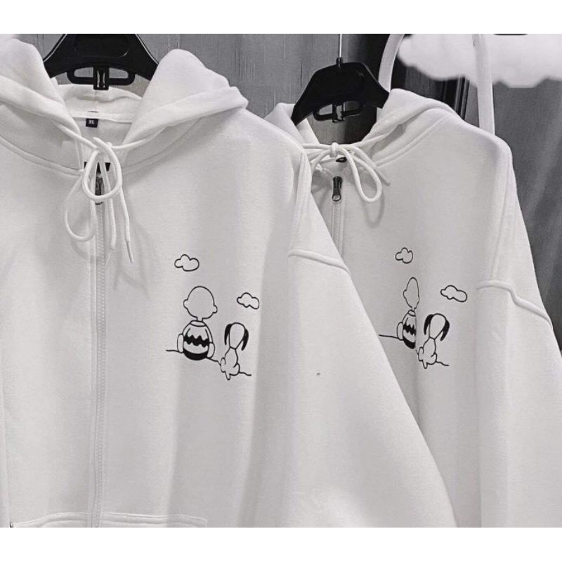 Áo Hoodie Zip - Áo Khoác Nỉ Lót Bông Form Rộng in Cậu Bé &amp; Cún Ulzzang NUPAKACHI