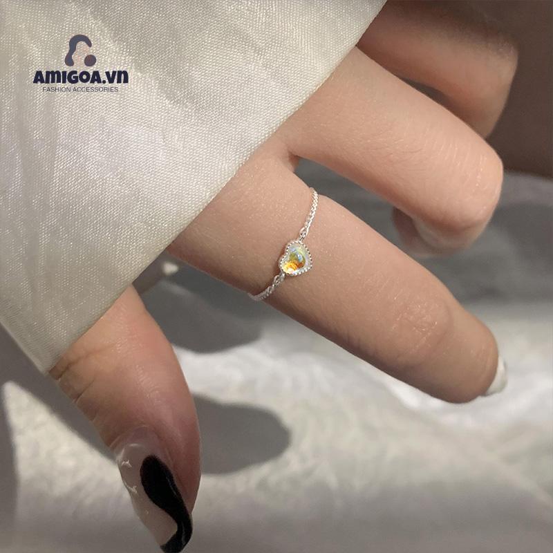 ✨✨Nhẫn mạ bạc đính đá mặt trăng giả thời trang dành cho nữ