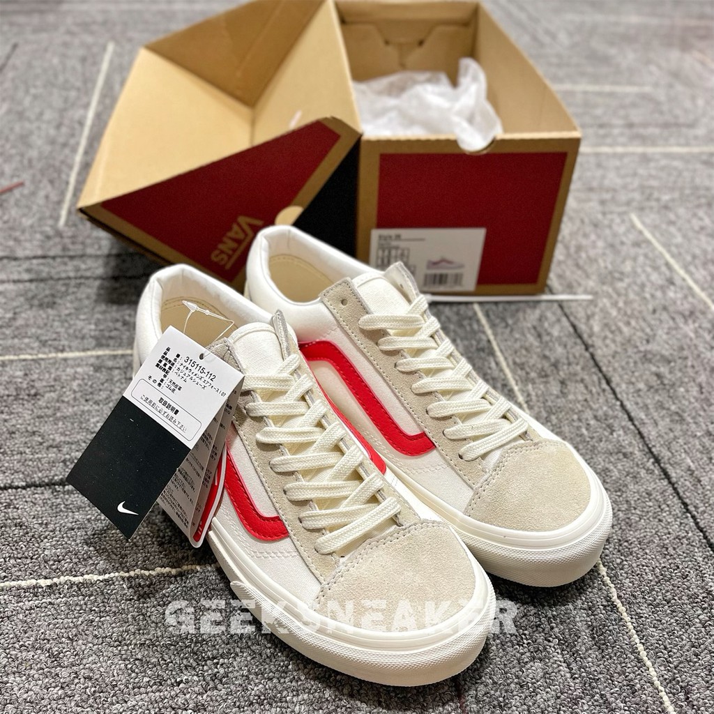 [GeekSneaker] Giày Vans Style 36 Marshmallow Racing Red - Viền Đỏ