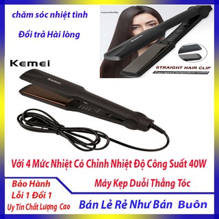 Máy Kẹp Ép Duỗi Thẳng Tóc Phủ Gốm Caremic Kemei Model KM329 Với 4 Mức Nhiệt Có Chỉnh Nhiệt Độ Công Suất 40W