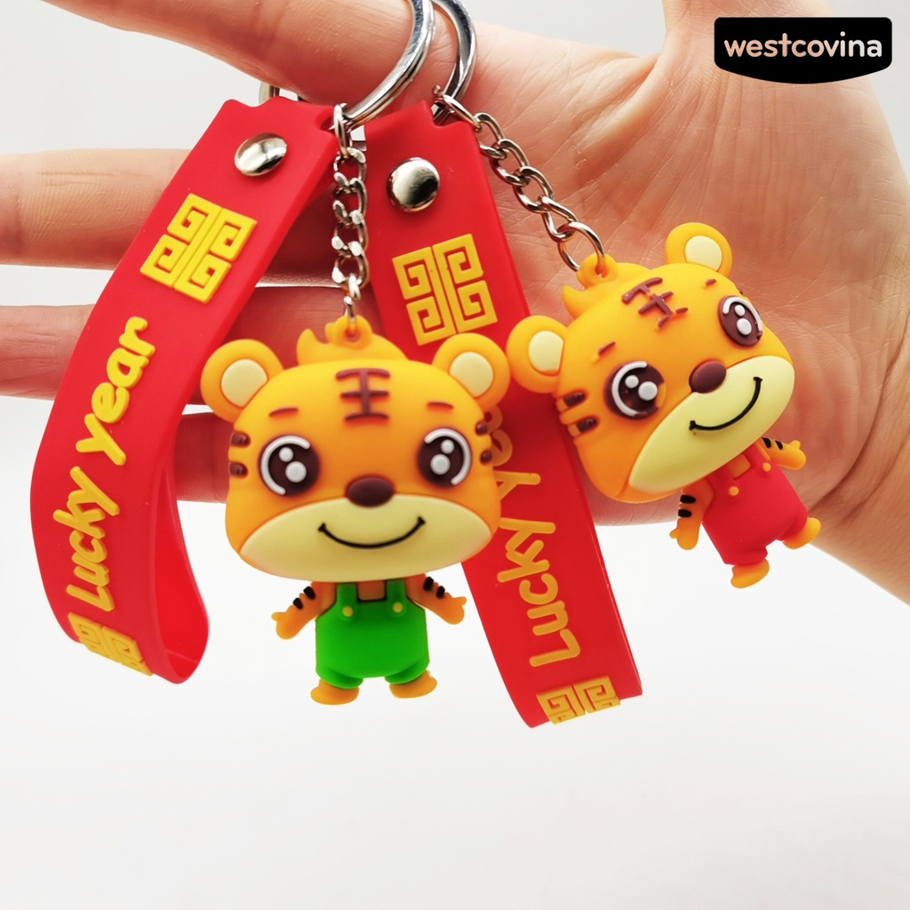 Móc khóa hình cọp may mắn phong cách truyền thống