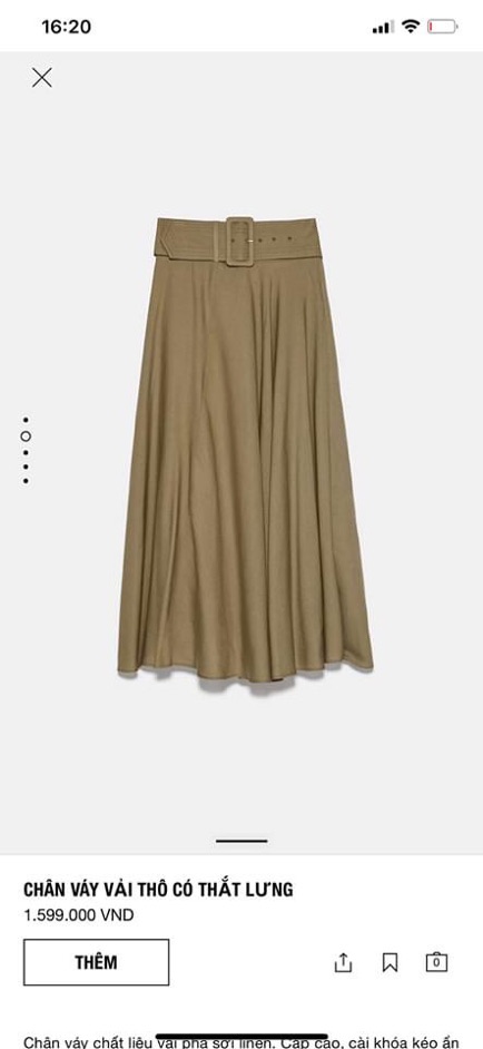 Sale chân váy zara vải thô linen xuất dư