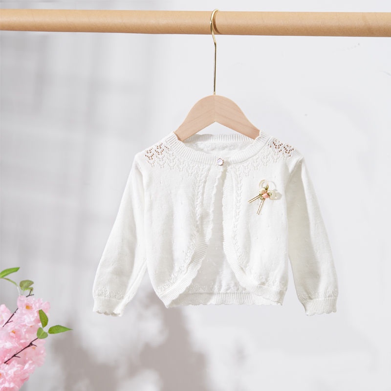 Áo Khoác Cardigan Chống Nắng Vải Cotton Dệt Kim Mỏng Thời Trang Dành Cho Bé Gái