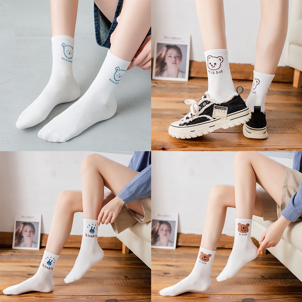 Vớ Cổ Cao Thoáng Khí Thấm Hút Mồ Hôi In Chữ Thời Trang Cho Nam Và Nữ