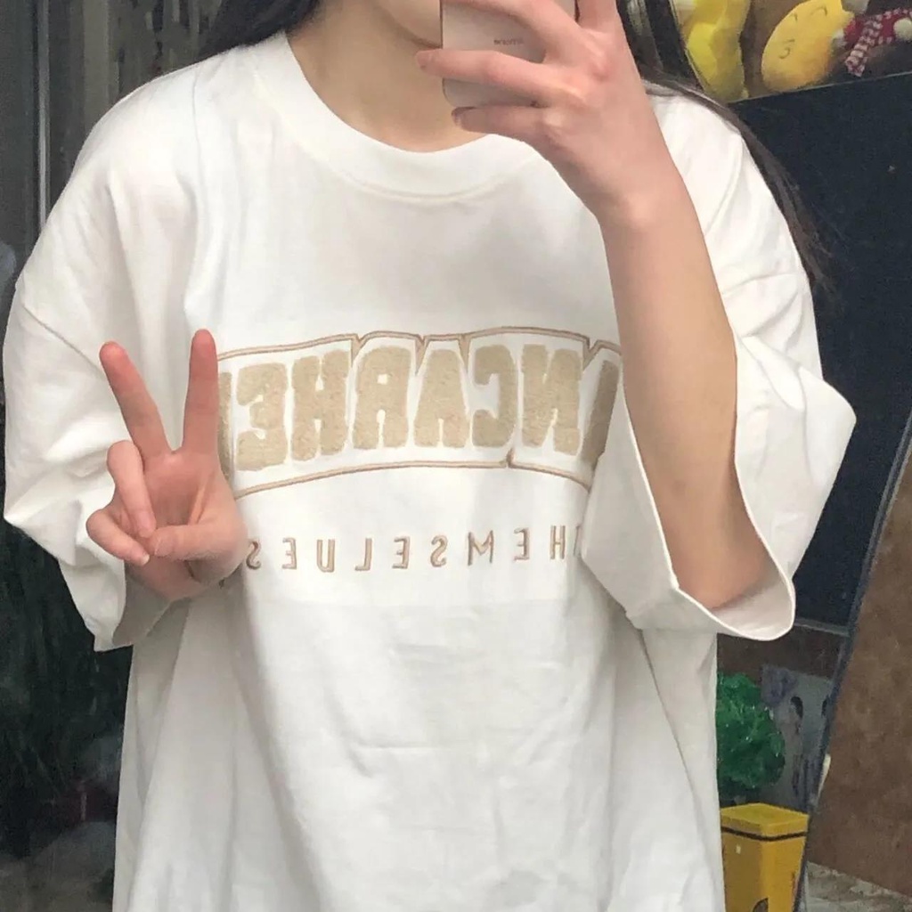 Jiashucheng Áo Thun Tay Ngắn Dáng Rộng In Họa Tiết Trước Và Sau Phong Cách Harajuku Mùa Hè Độc Đáo Cho Nữ