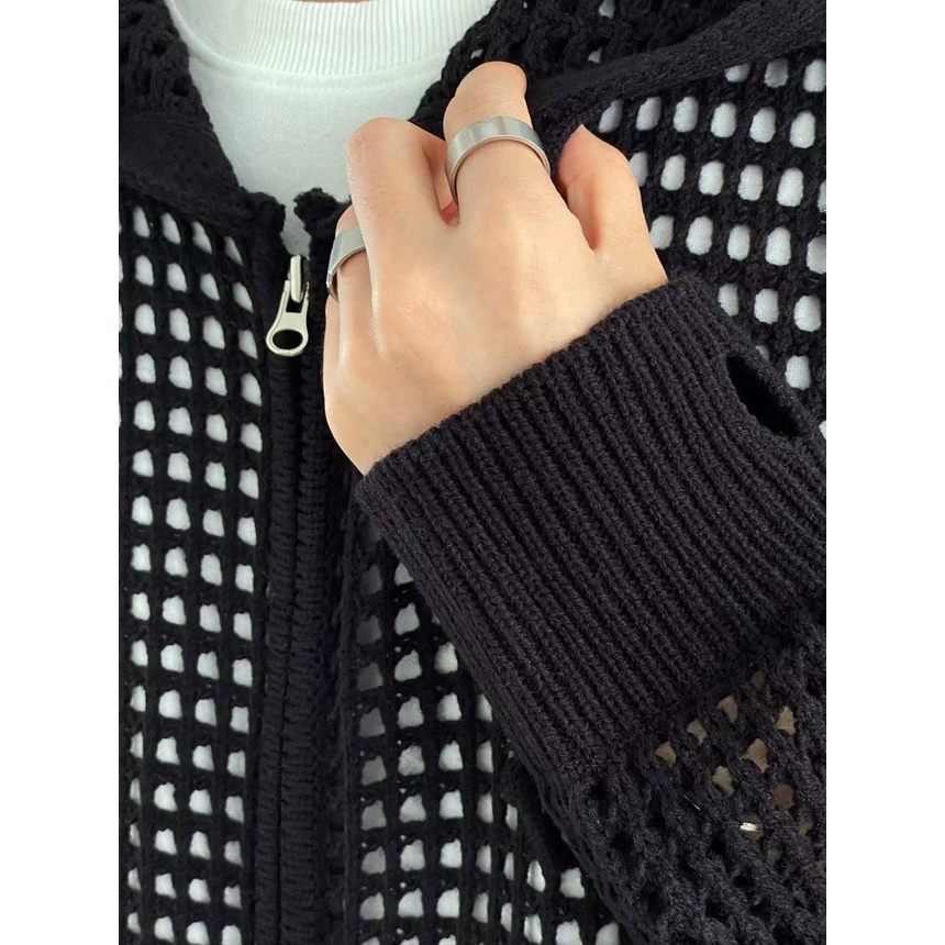 Áo Khoác Len Cardigan Có Mũ Trùm Đầu Màu Đen Mơ Mộng Phong Cách Hàn Quốc Cho Nam Giới Size M-2XL