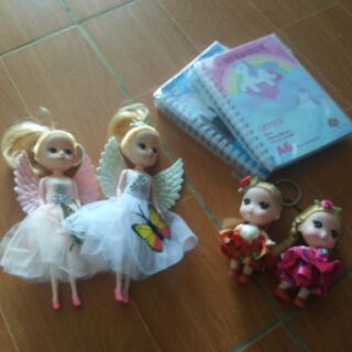 Combo 2 búp bê chibi 2 búp bê có cánh 2 sổ tay a6