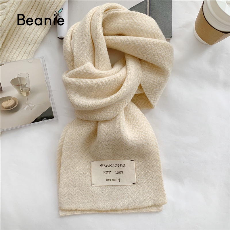 Khăn Quàng Cổ Vintage Họa Tiết BEANIE Cao Cấp Công Sở Hàn Quốc, Khăn Choàng Cổ Len Cashmere Unisex Nam Nữ Mùa Đông KL07