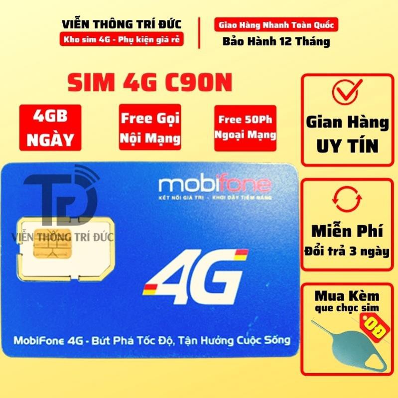 Sim 4G Mobifone C90N 4Gb/Ngày + Sim FV119 Data 180Gb Free 2 Tháng - Free Gọi - Không Giới Hạn Data - Viễn Thông Trí Đức
