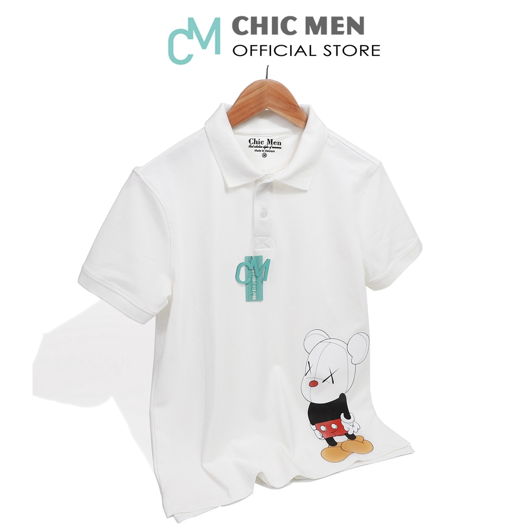 Áo Polo nam cổ bẻ, vải cá sấu CVC, chuẩn form regular, Trắng - CHICCY - CHICMEN