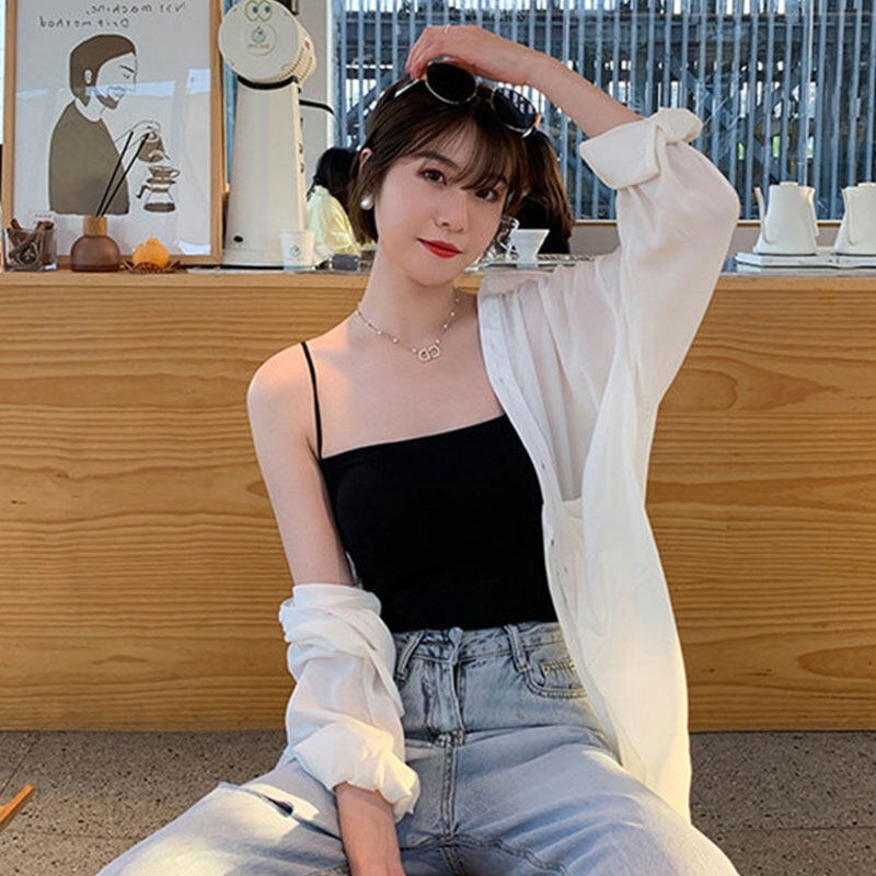 Áo YEYA hai dây mỏng màu trơn có mút đệm ngực dễ phối đồ cho nữ