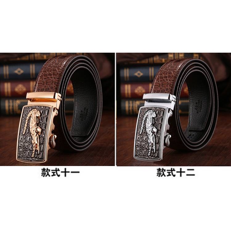 Crocodile slide buckle belt pure leather automatic buckle belt men's leather leisure wild influx of men and young new