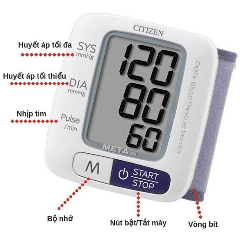 Máy đo huyết áp điện tử cổ tay Citizen CH650 tự động - Đo huyết áp cao thấp, nhịp tim - Bảo hành 5 năm [HalongStars]