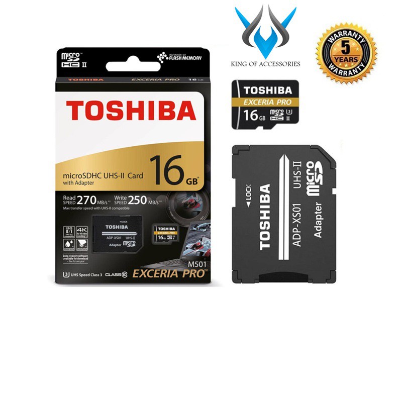 Thẻ nhớ MicroSDHC Toshiba Exceria Pro M501 16GB UHS-II U3 4K R270MB/s W150MB/s (Đen)