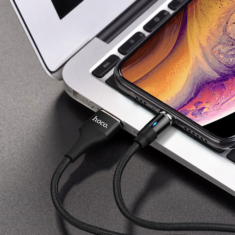 Cáp sạc nhanh Hoco U76 Lightning nam châm dài 1.2m-Dành cho thiết bị của Apple