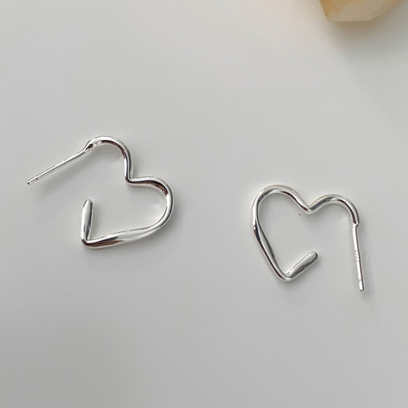 Bông tai bạc 925 hình trái tim thiết kế đơn giản thời trang mới cho nữ