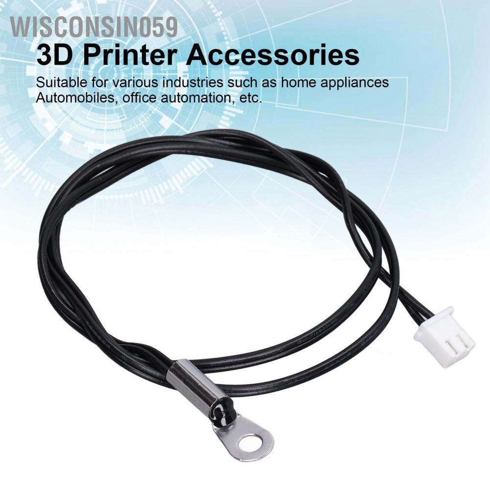 Wisconsin059 10Pcs NTC Thermistor Temperature Sensor Probe Round Lug Cold Pressed Terminal Connector 500mm