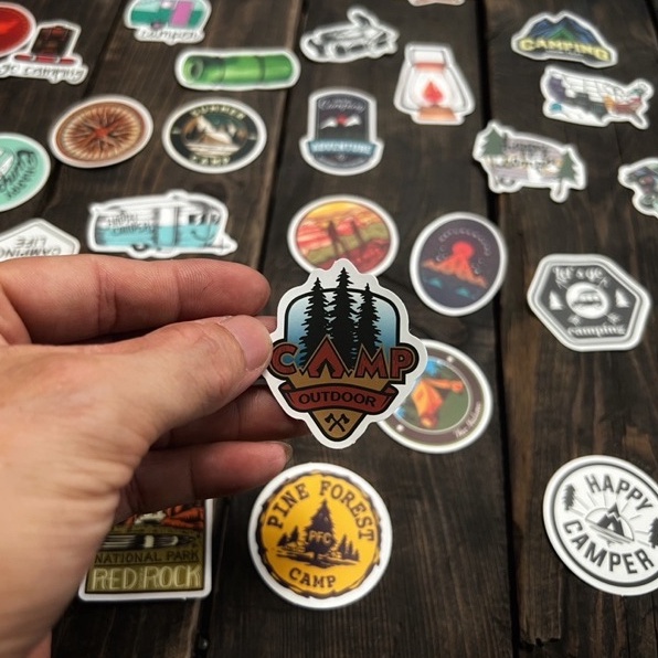 Combo 50 STICKER - chủ đề CAMPING - siêu Cute - keo xịn - chống nước