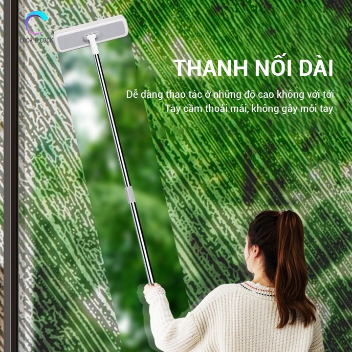 Cây lau kính cán dài ,chổi lau cửa kính thông minh 2 đầu tiện lợi