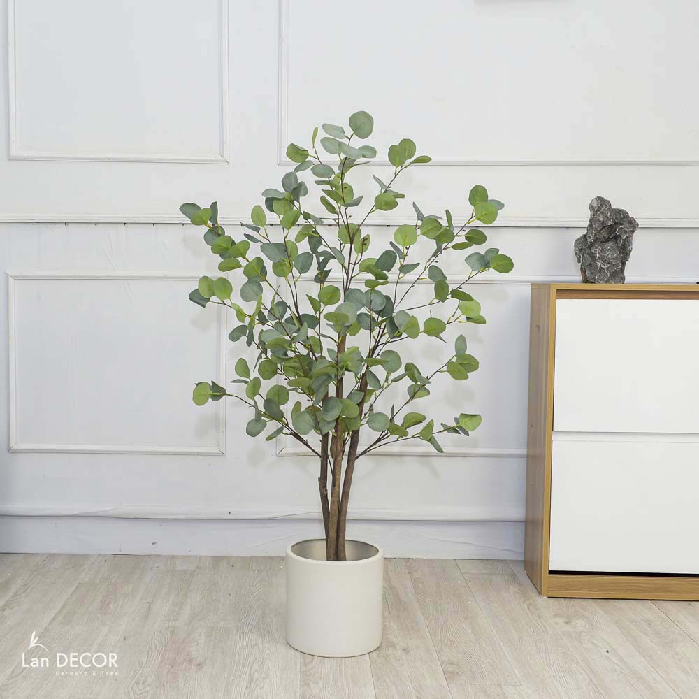 Cây giả - Cây kim tiền lá tròn, cây bạch đàn, cây lá bạc trang trí LanDecor  90-150cm