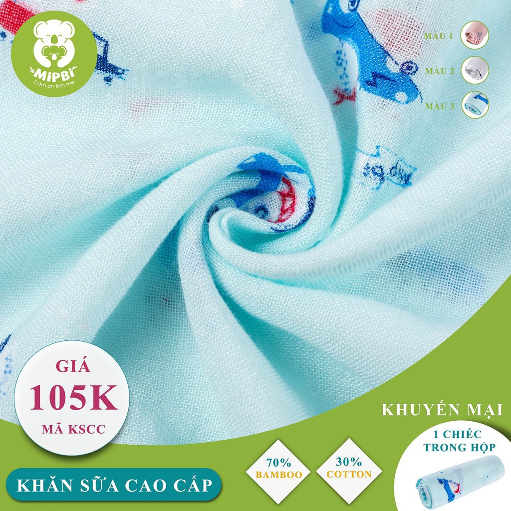 Mua 6 tặng 1 Khăn sữa cao cấp Mipbi 70% sợi tre 30% cotton