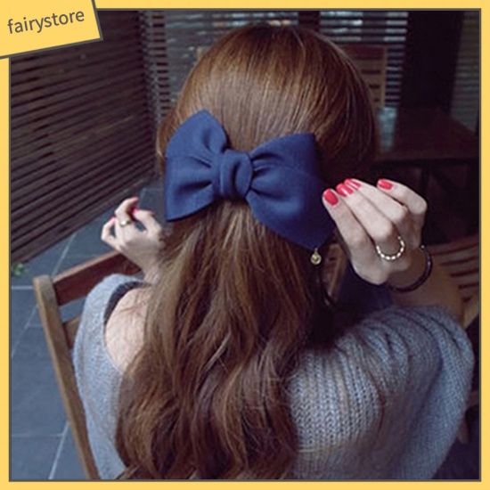 Kẹp Tóc Hình Nơ Vải Trơn Màu Đơn Giản Thanh Lịch Dành Cho Nữ