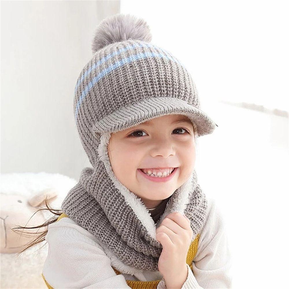MIHAN1 Mũ Lưỡi Trai Có Khăn Choàng Che Tai Lót Lông Cừu Bảo Vệ Tai Dành Cho Bé Trai Gái