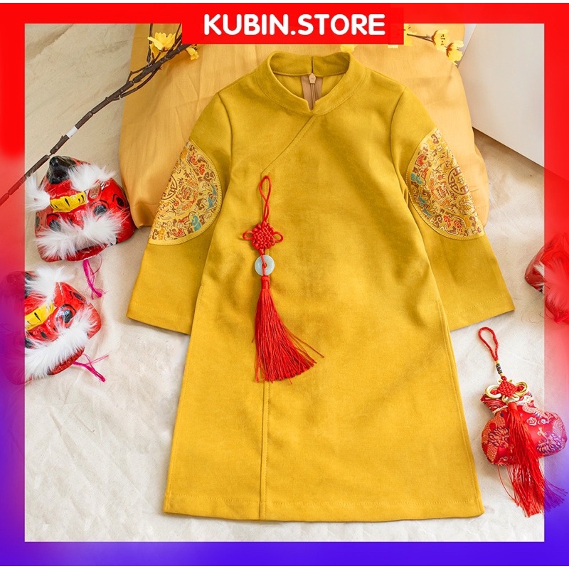Áo dài cách tân bé trai cho trẻ em 1 2 3 4 5 6 7 8 9 10 tuổi kubinstore áo ốp tay