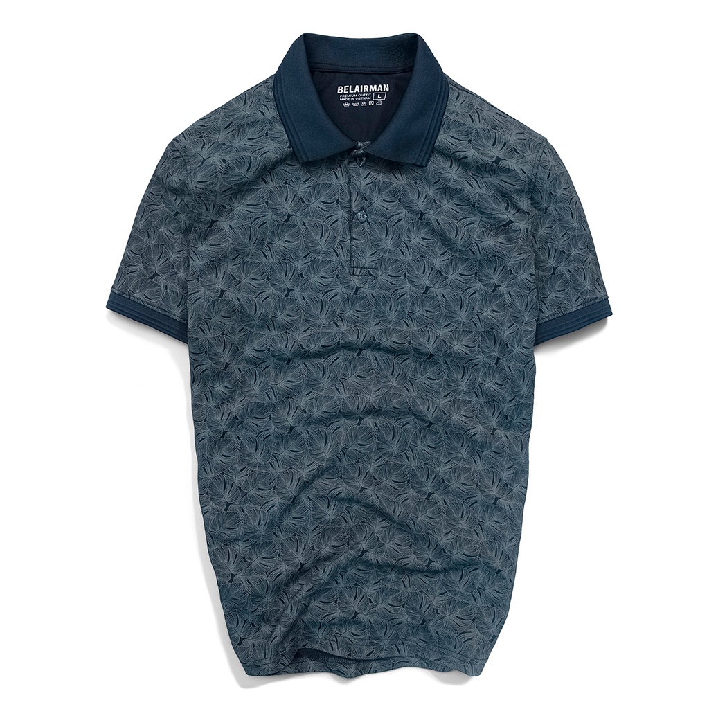 Áo Polo nam có cổ form regular tay ngắn họa tiết lá rùa PLIN0048 - BELAIRMAN