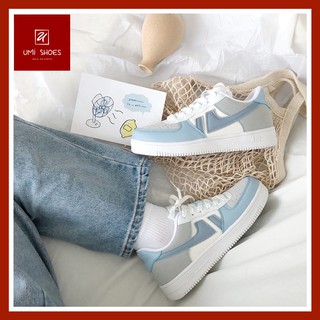 [HÀNG CÓ SẴN] Giày thể thao nữ đế bằng cao 4cm mã A1 mềm êm giá rẻ học sinh đi học đi chơi đơn giản màu đen trắng/xanh