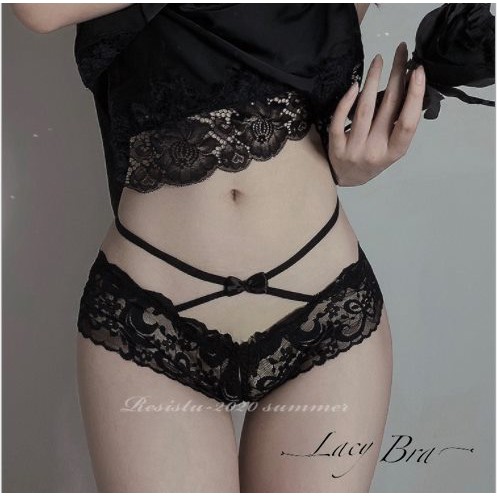 Quần Lót Ren Lọt Khe Không Đũng Hở Đáy Cạp Dây Chéo Đính Nơ Gợi Cảm Lacy Bra - QL43 | BigBuy360 - bigbuy360.vn