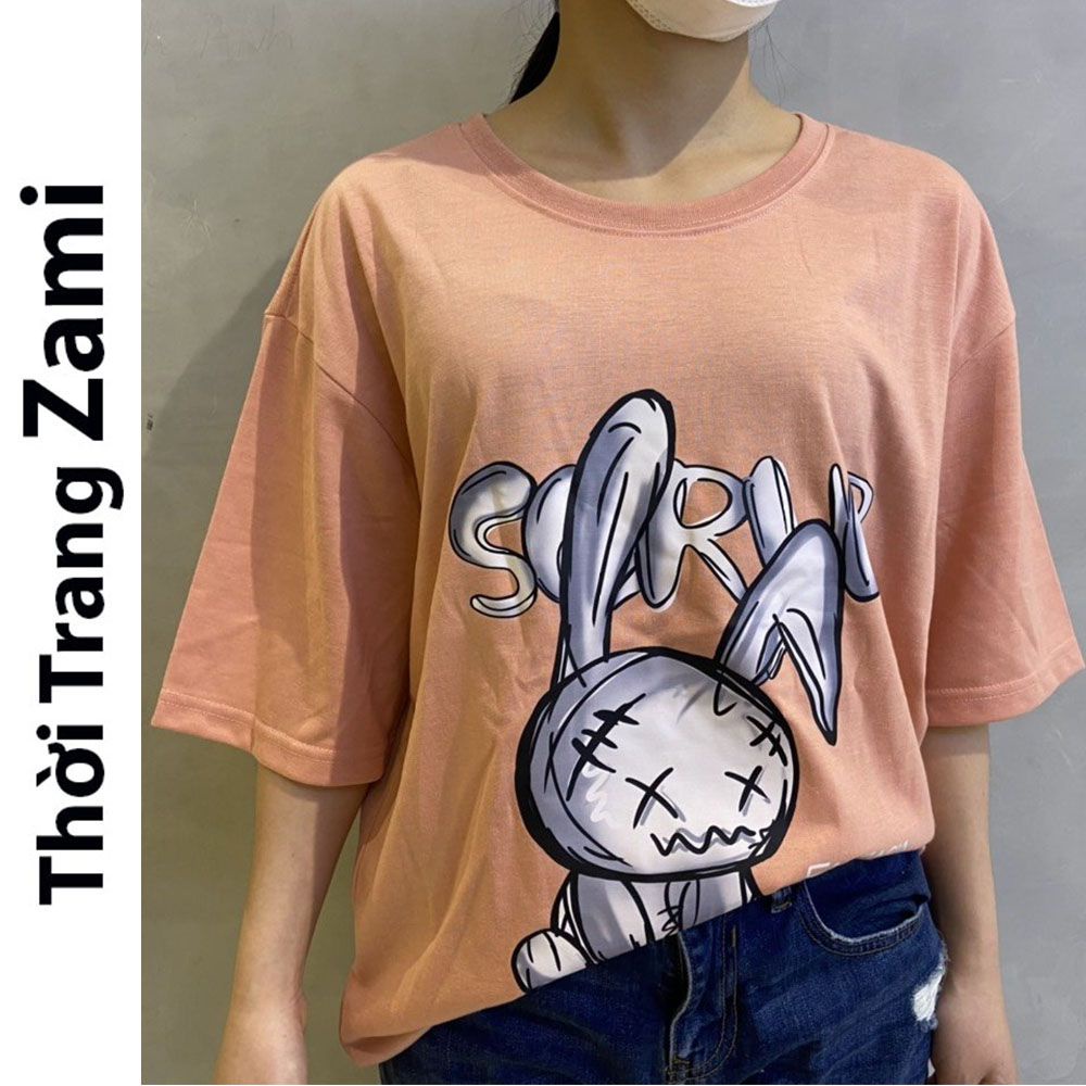 Áo Thun Nam Nữ Unisex Phom Rộng Chất Cotton Mát Thời Trang Style Ulzzang Giá Rẻ In Hình Thỏ Rabbit ZT23 Zami