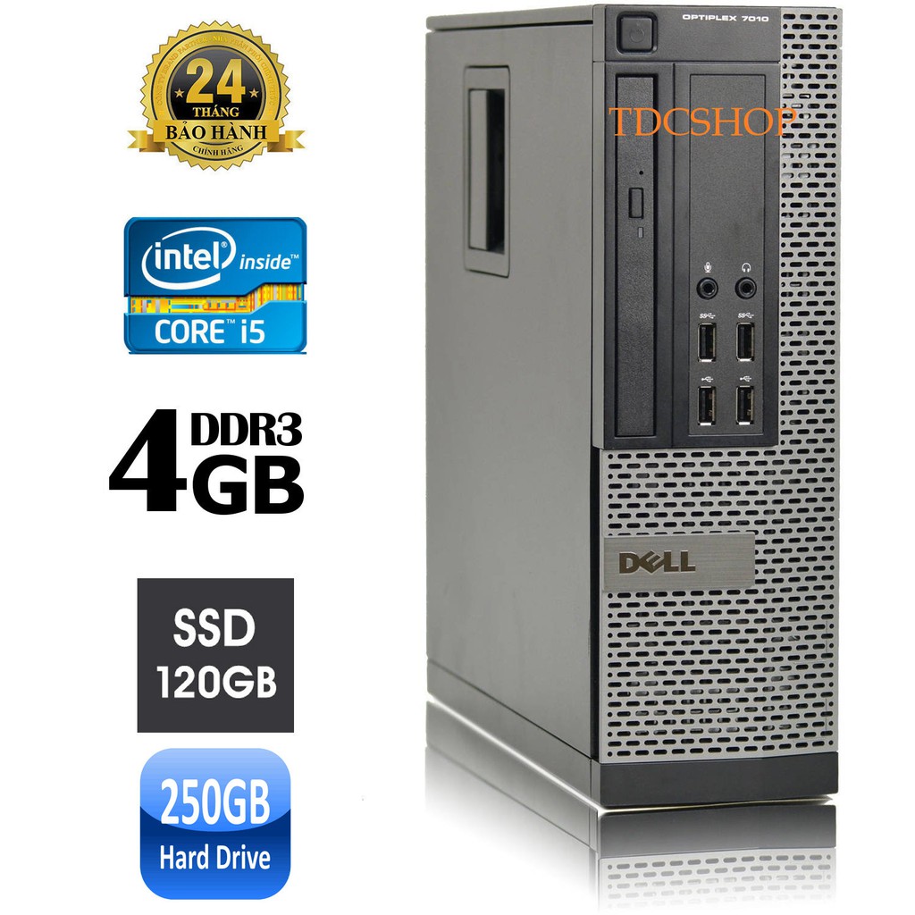 Case máy tính đồng bộ DELL Optiplex 7010 core i5 3470, ram 8gb, SSD 120g, HDD 250GB. Hàng Nhập Khẩu