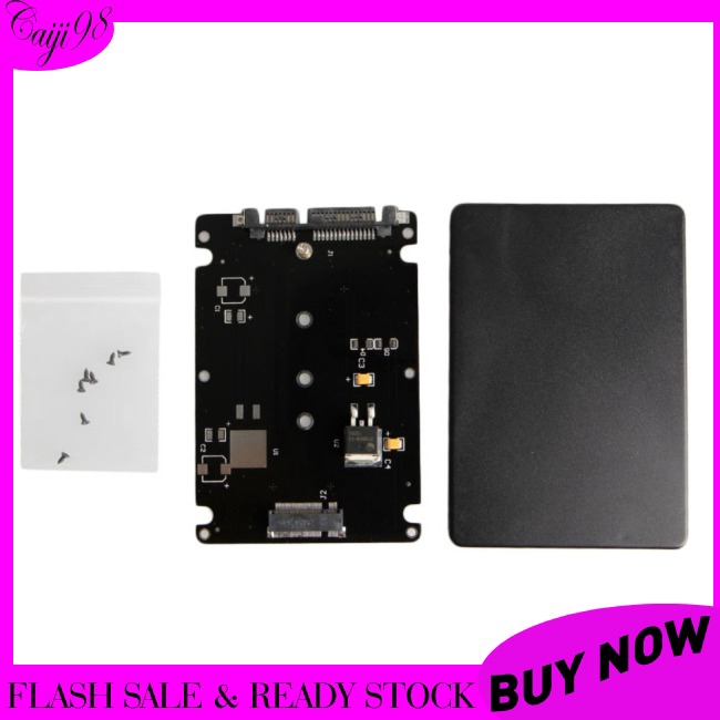 Black Case B + M Female 2 M.2 NGFF  SSD to 2.5 SATA Adapter for 2230/2242/2260 / 2280mm m2 SSD