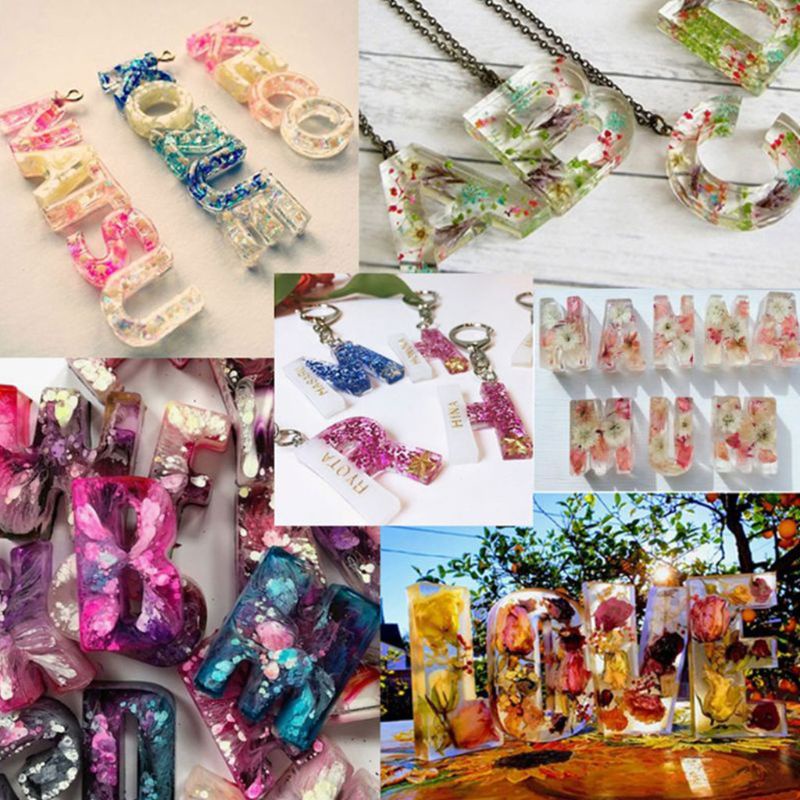 Khuôn Silicone Hình Chữ Cái / Chữ Số Làm Mặt Trang Sức Bằng Resin Epoxy UV DIY