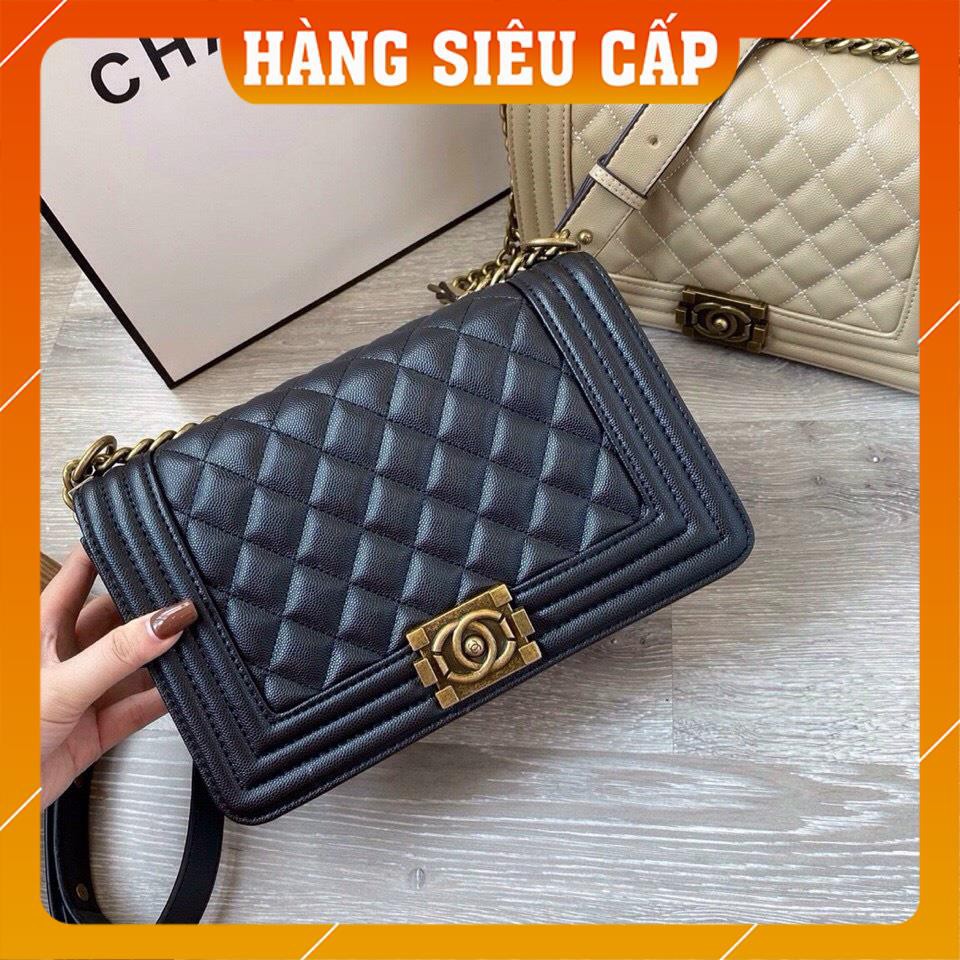 Túi Boy trần ô trám trơn da mịn size 20-25 khoá đồng (ko hộp) - Túi CN BOY Trần Trám da Hạt Mềm Đẹp Khóa Đồng Cao Cấp