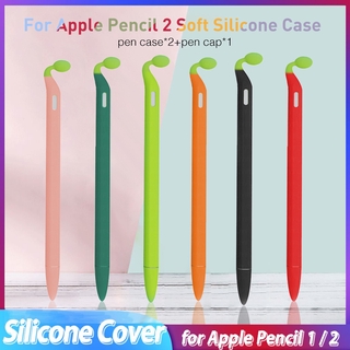 Vỏ bảo vệ bút cảm ứng iPad Apple Pencil 2 bằng silicon trang trí hình giá đỗ dễ thương 6 màu tùy chọn
