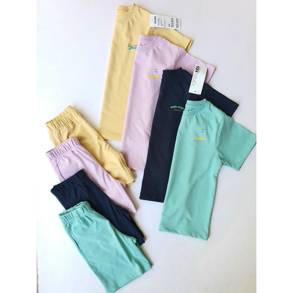 Bộ hè bé trai bé gái chất cotton xuất xịn Top, ten kids chữ ngực
