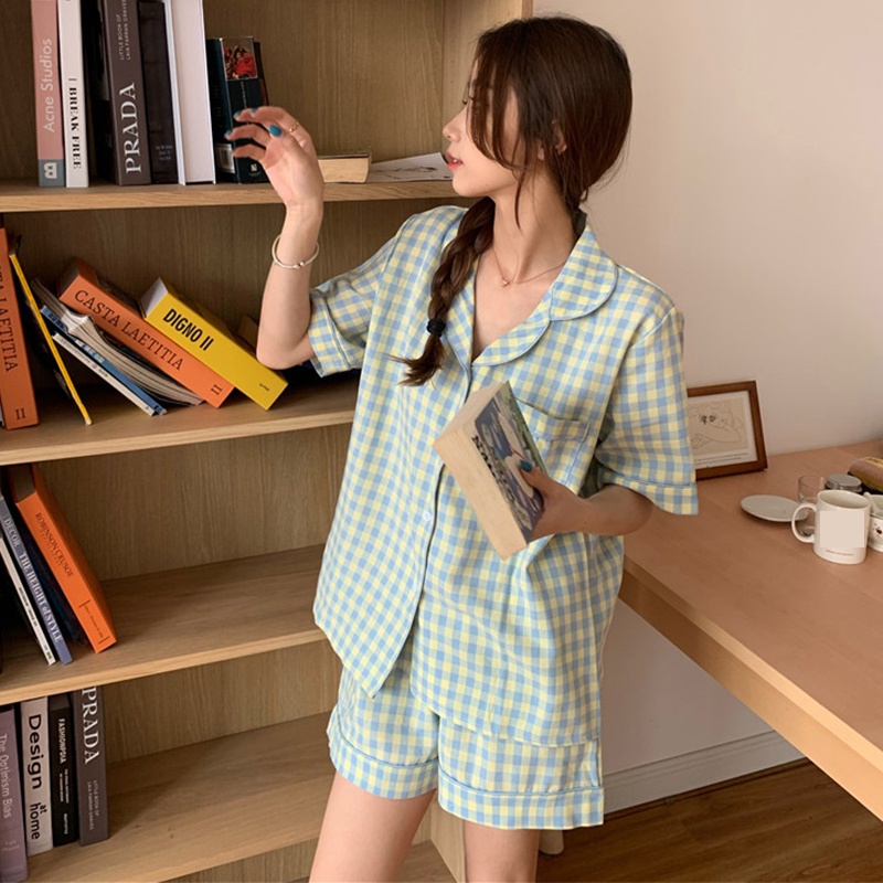 Bộ Đồ Ngủ Ngắn Tay Cài Nút In Họa Tiết Bò Sữa Kèm Quần Thời Trang Mùa Hè Cho Nữ