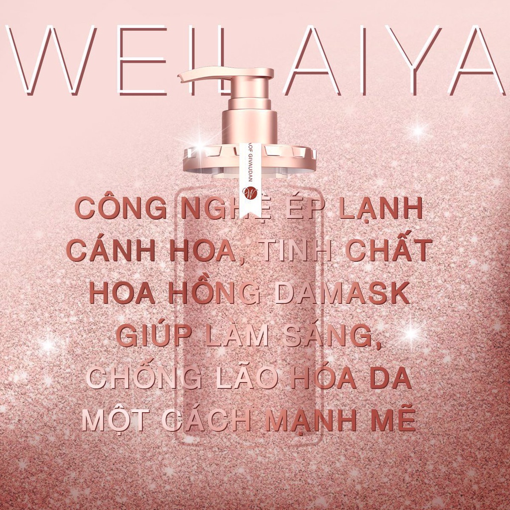 Sữa tắm Weilaiya cánh hoa hồng dưỡng trắng da Damask Weilaiya Grand Rose Extracts Whitening Shower Gel 450ml Zuka Beauty